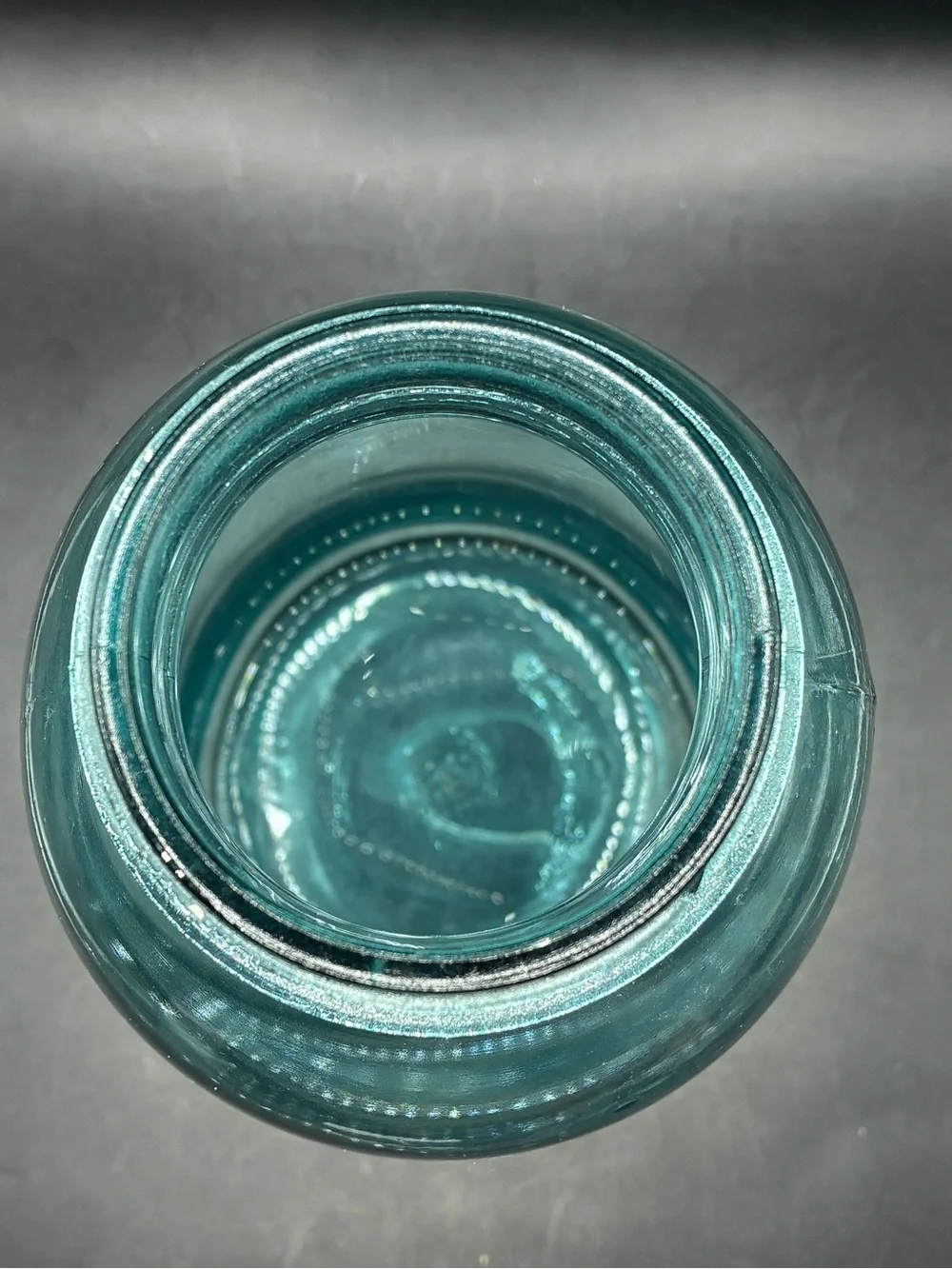 Antique Ball Perfect Mason 1923-193 Blue Glass Half Gallon Jar, Mold 5